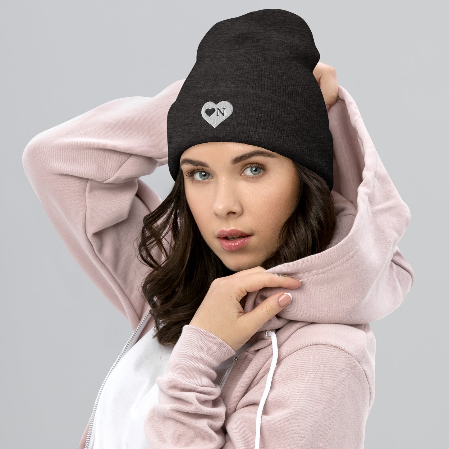 Cute and Trendy Heart On Brand Cuffed Beanie