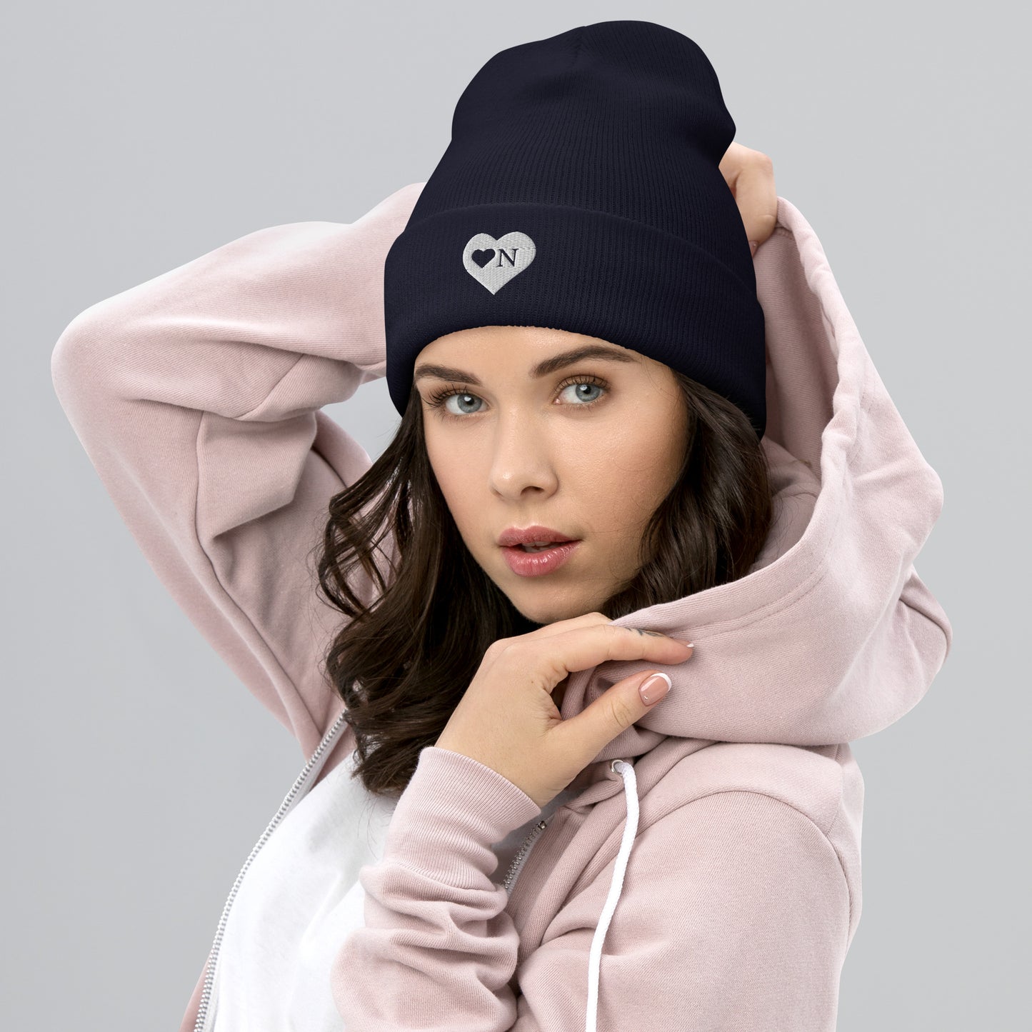 Cute and Trendy Heart On Brand Cuffed Beanie