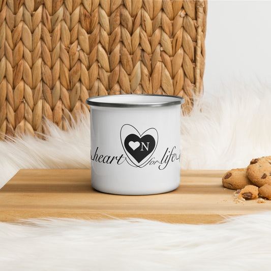 Heart On for Life Enamel Mug