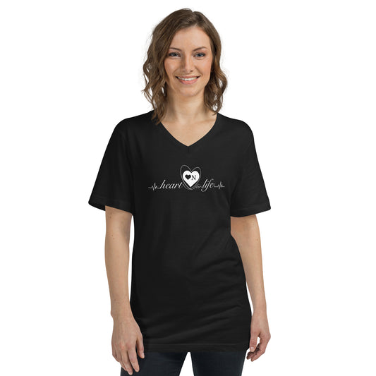 Heart On for Life V-Neck T-shirt  (Unisex)