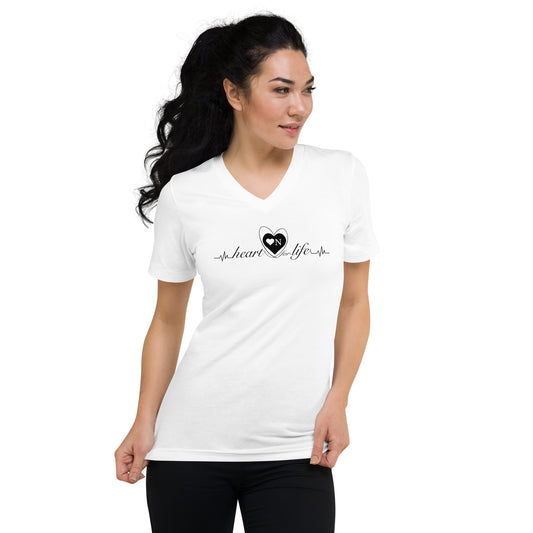 Heart On for Life Unisex Short Sleeve V-Neck T-Shirt