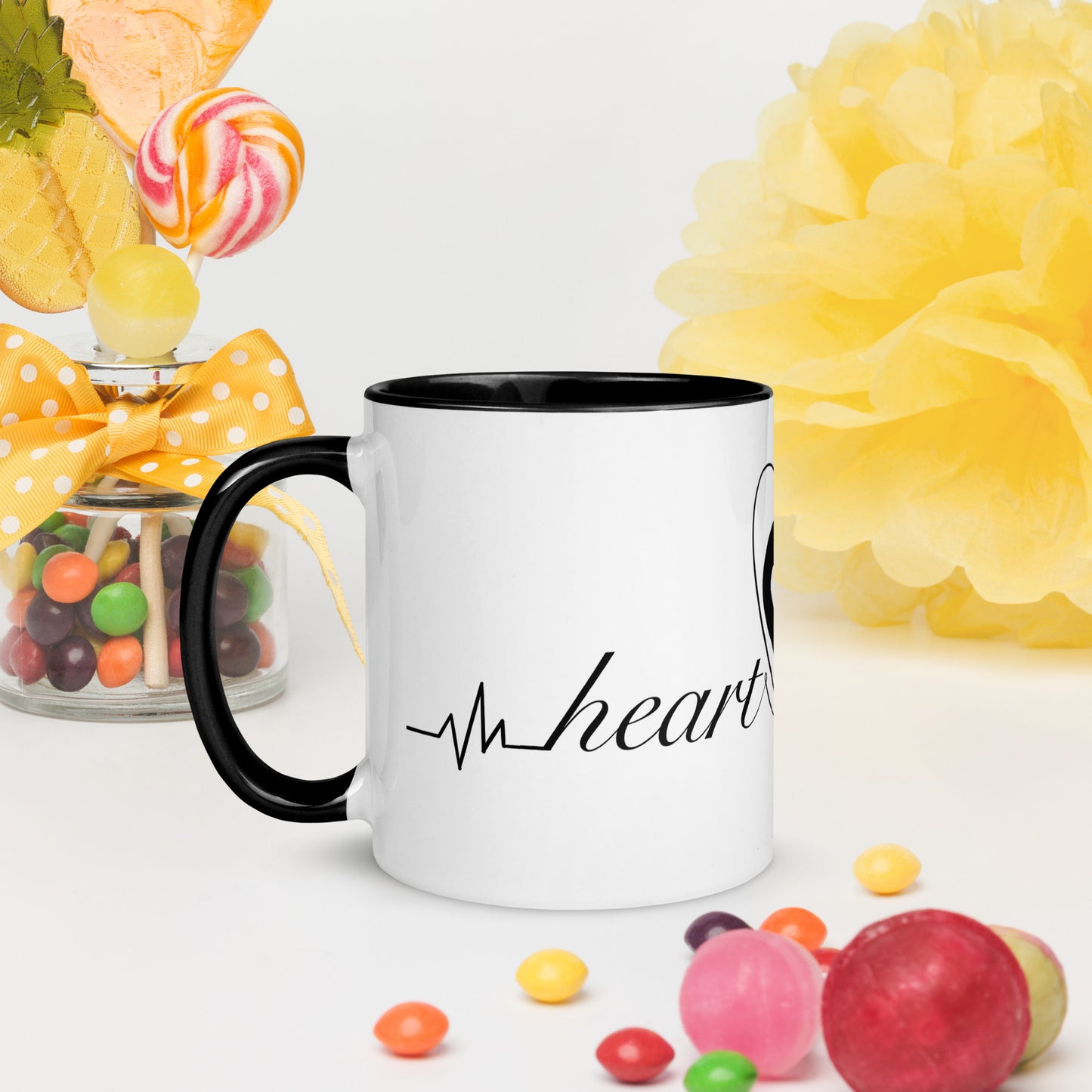 Cute Heart On for Life Mug with Color Inside