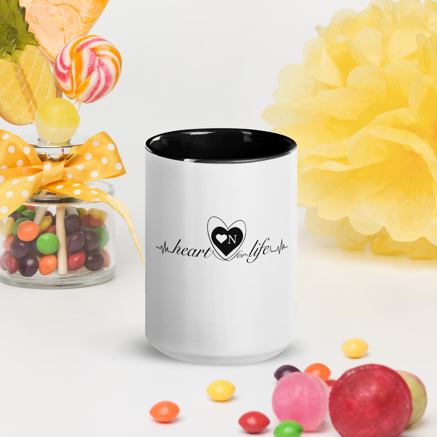 Cute Heart On for Life Mug with Color Inside