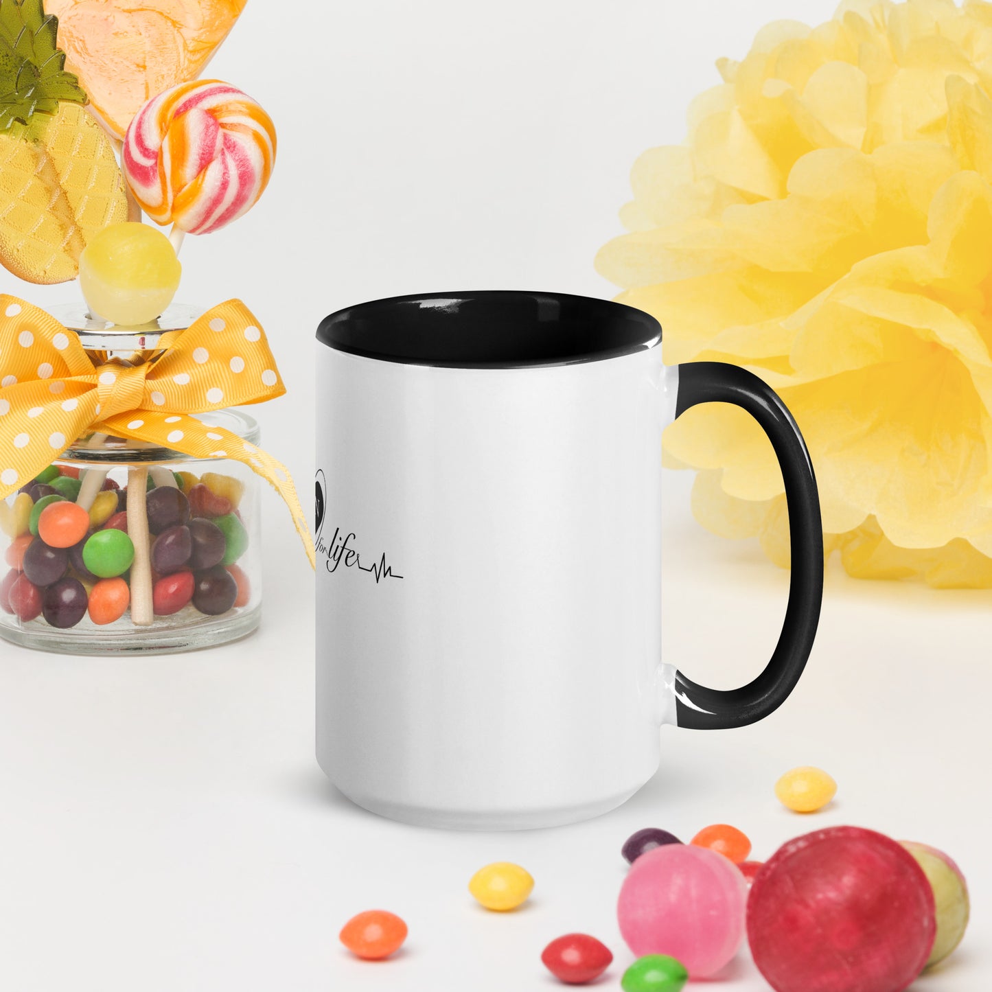 Cute Heart On for Life Mug with Color Inside