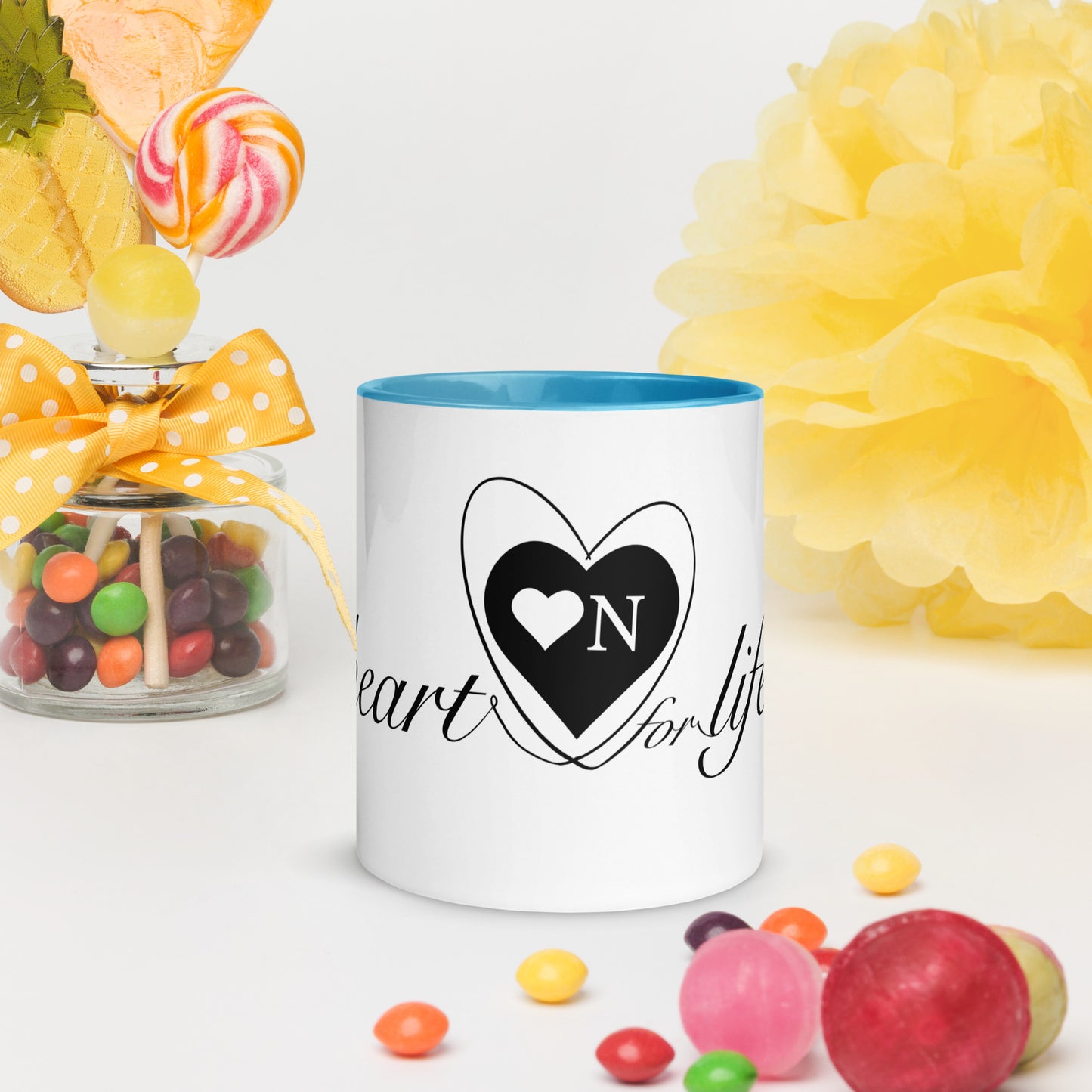 Cute Heart On for Life Mug with Color Inside