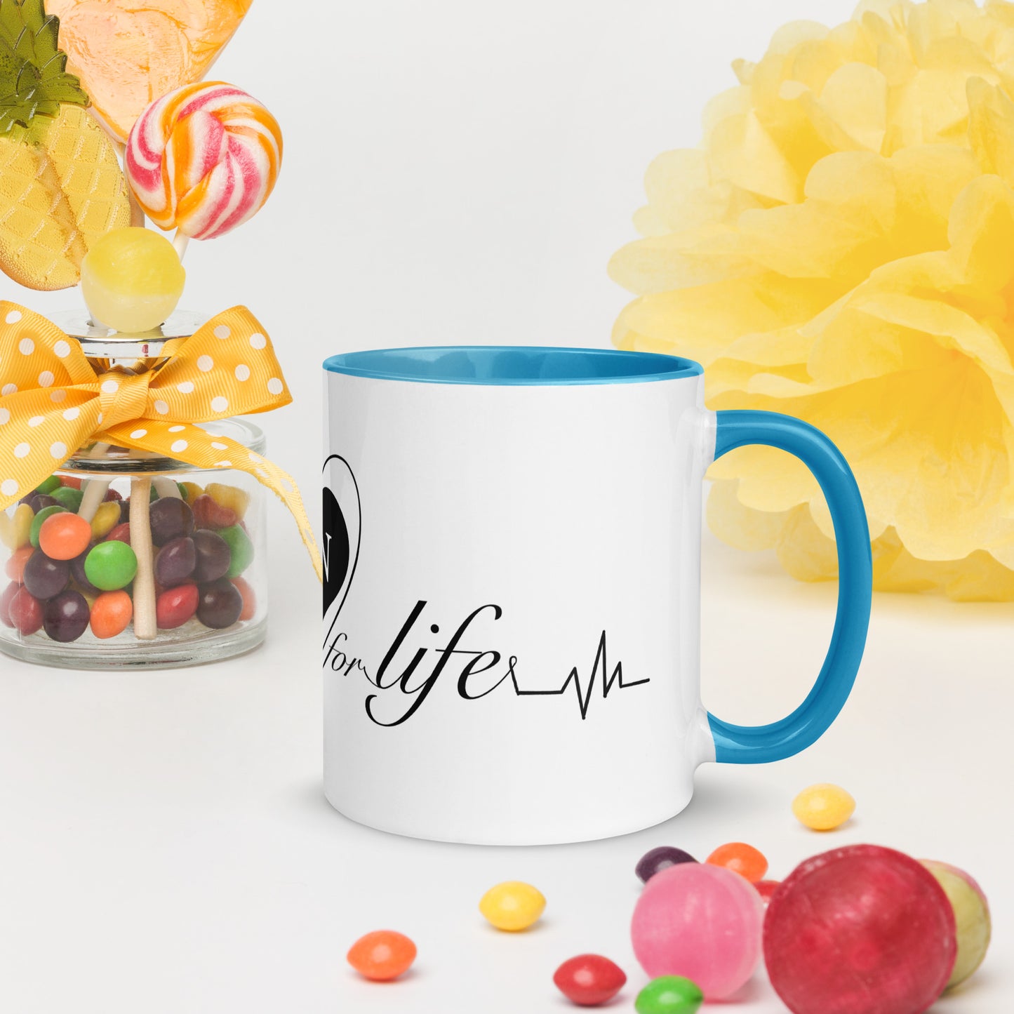 Cute Heart On for Life Mug with Color Inside