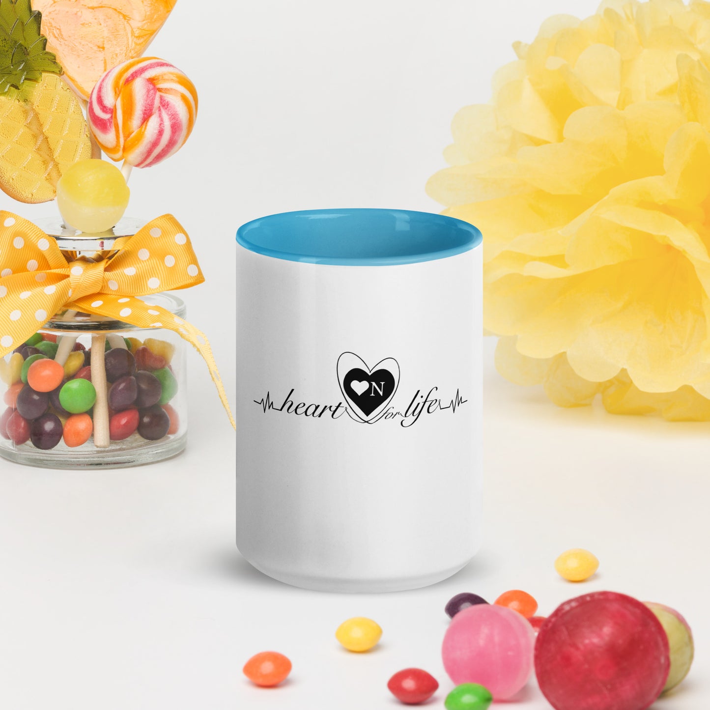 Cute Heart On for Life Mug with Color Inside