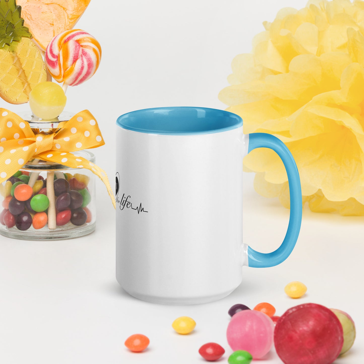 Cute Heart On for Life Mug with Color Inside