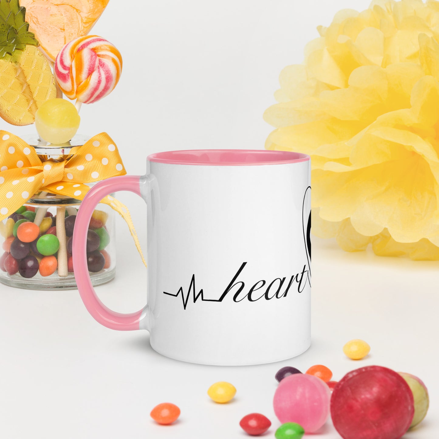 Cute Heart On for Life Mug with Color Inside